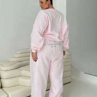 Princess Polly Track Pants Script Baby Pink / Grey Curve