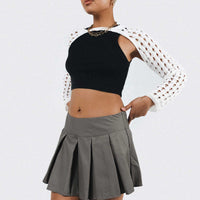 Gavin Pleated Mini Skirt Grey