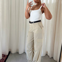 Pegley Nylon Cargo Pants Beige
