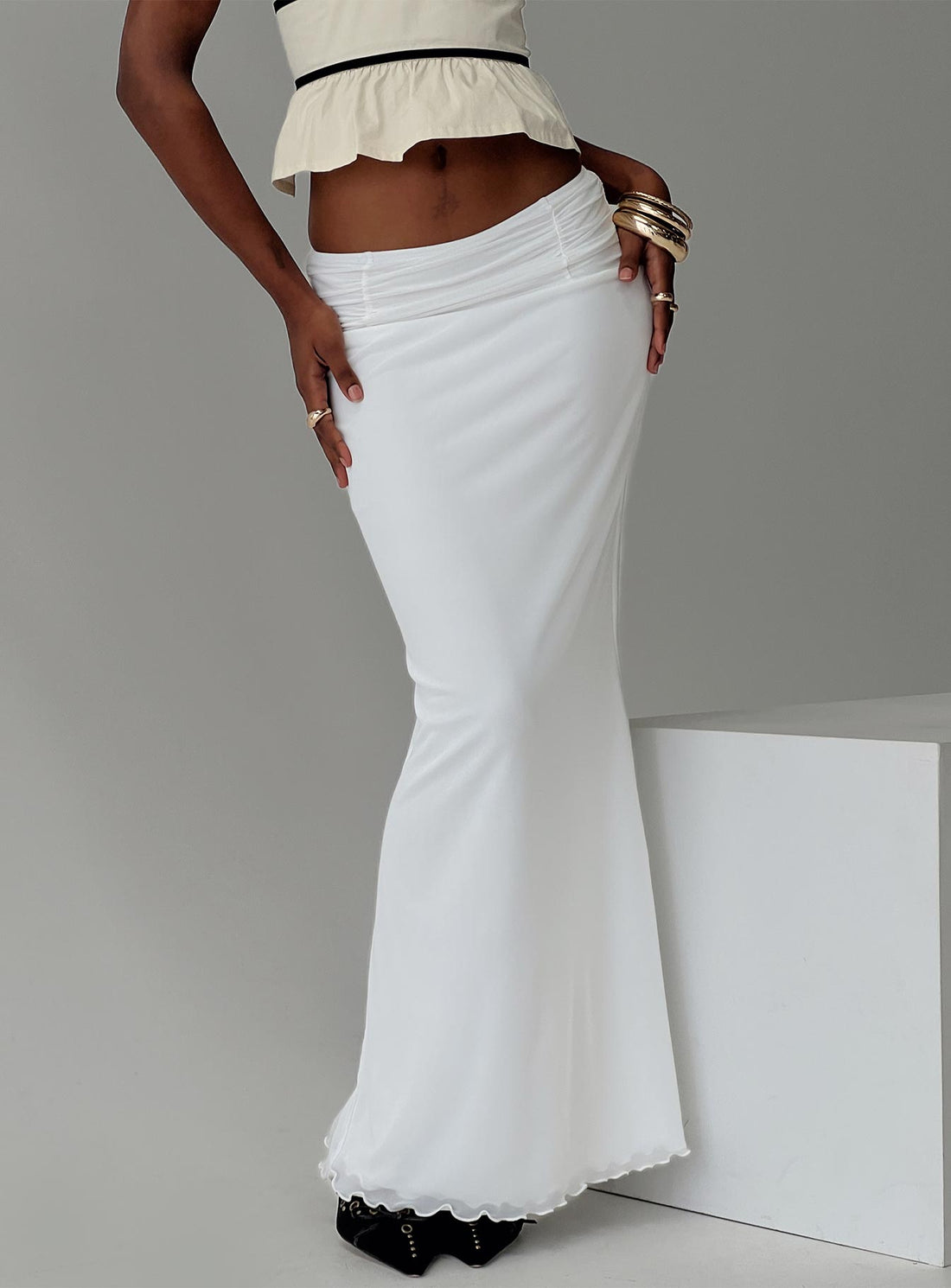 Meredith Maxi Skirt White