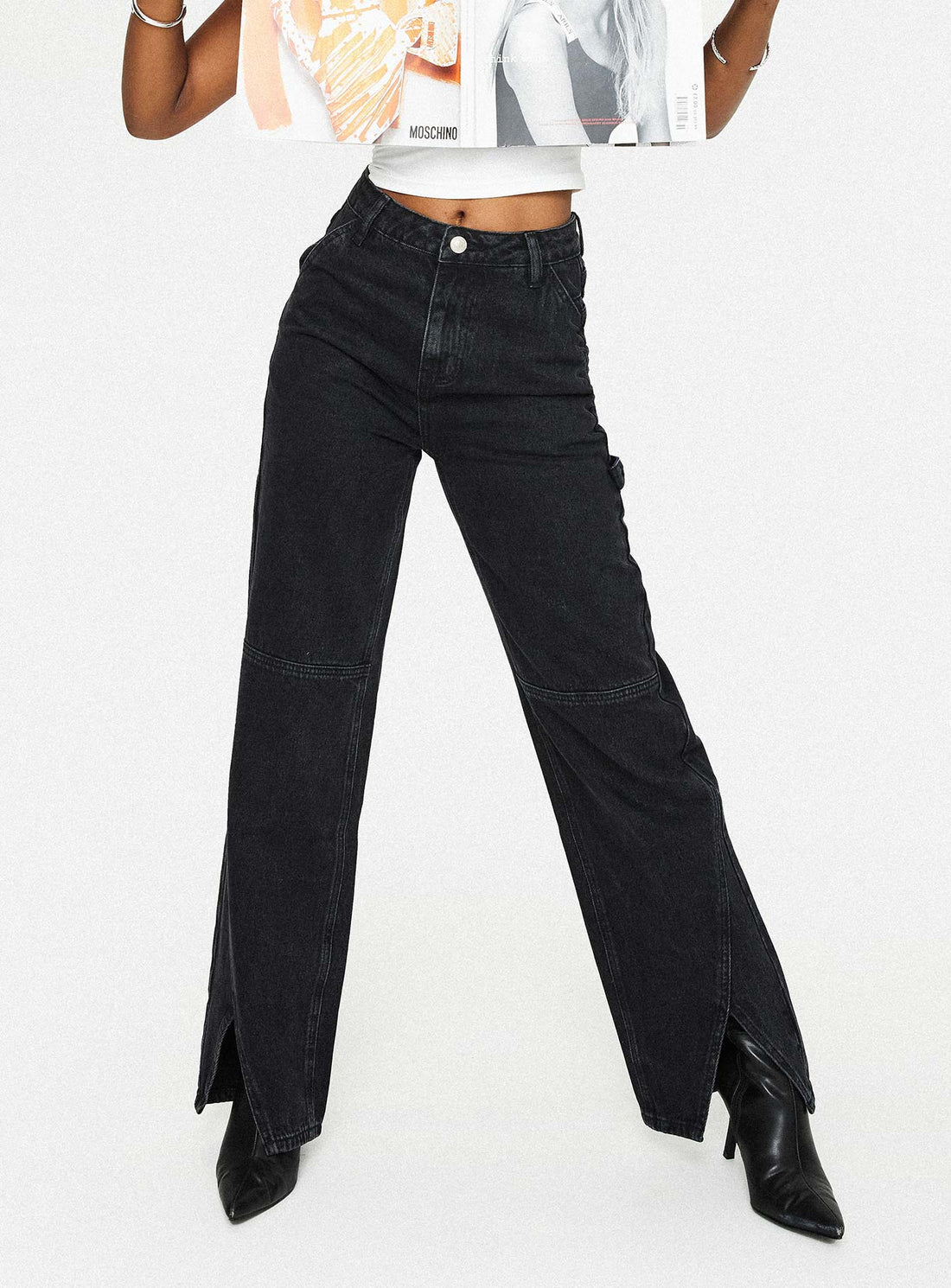 Rihanna Split Hem Jeans Black