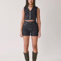 Rathlyn Pinstripe Shorts Dark Denim