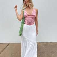 Chels Asymmetric Maxi Skirt White