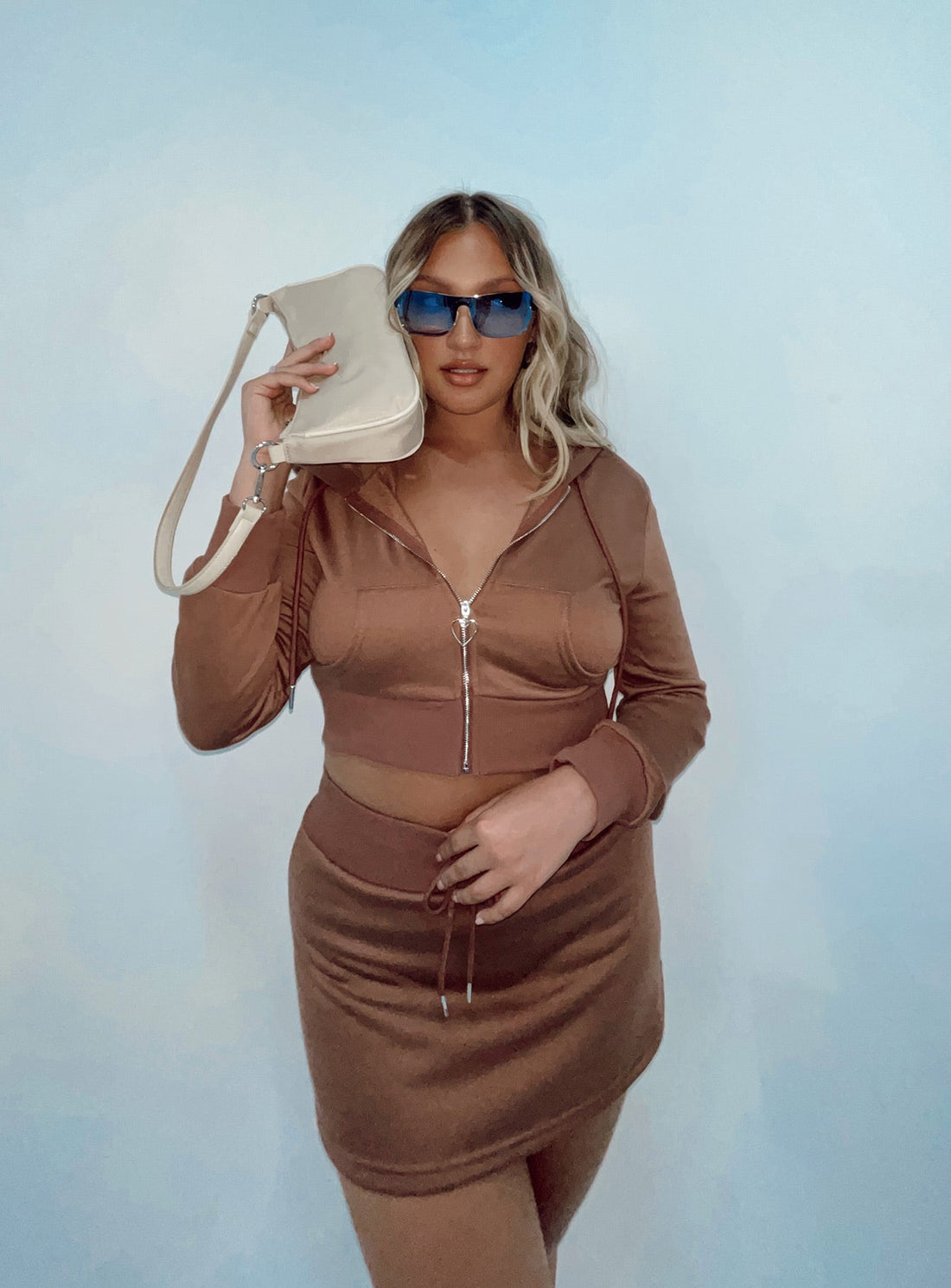 Jaded Y2k Terry Mini Skirt Brown