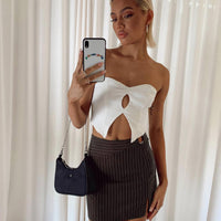 Neo Pinstripe Mini Skirt Brown