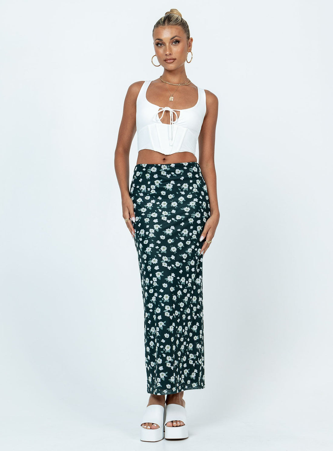 Knox Maxi Skirt Black Floral