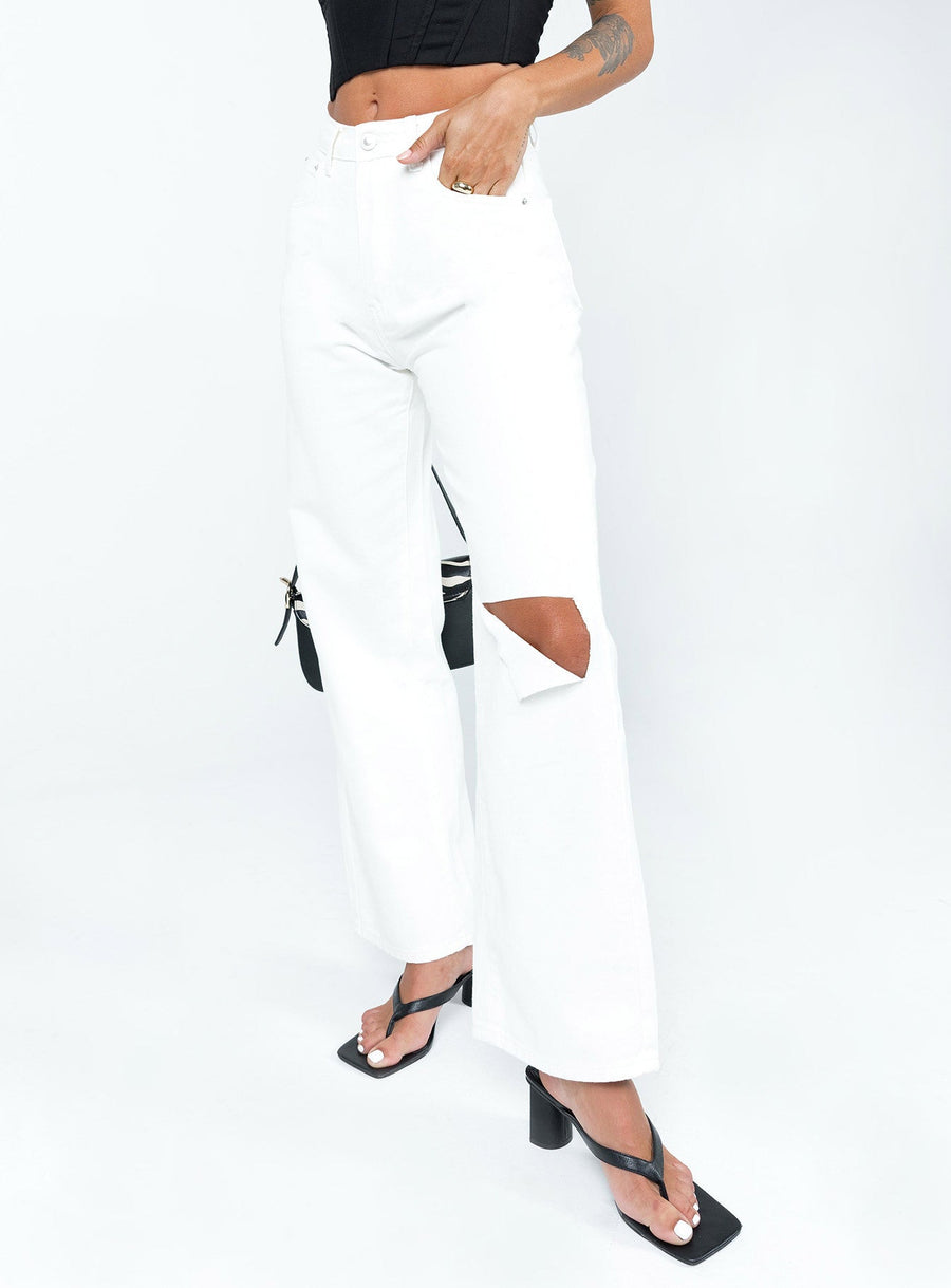 Sevina Wide Leg Denim Jeans White