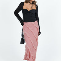 Mullins Bias Cut Maxi Skirt Pink
