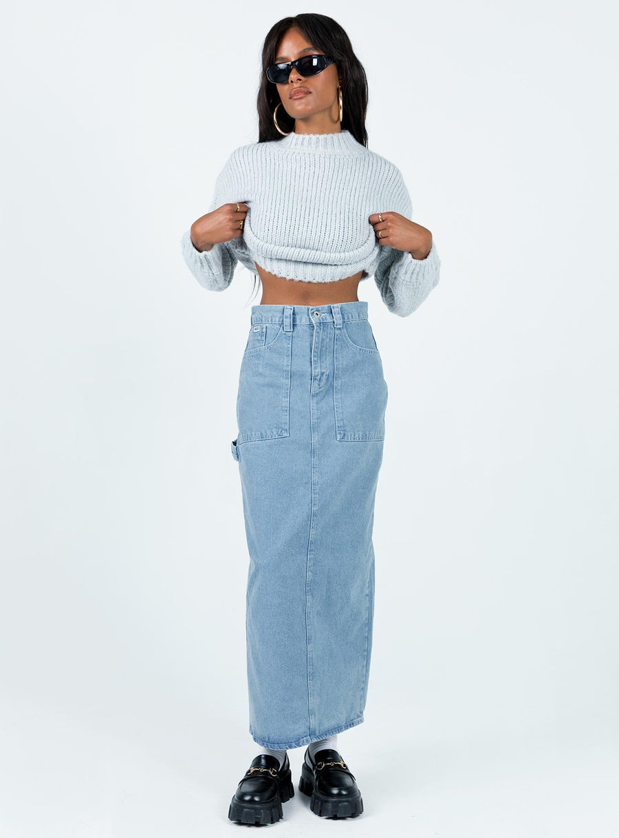 The Ragged Priest Carpenter Maxi Skirt Mid Blue