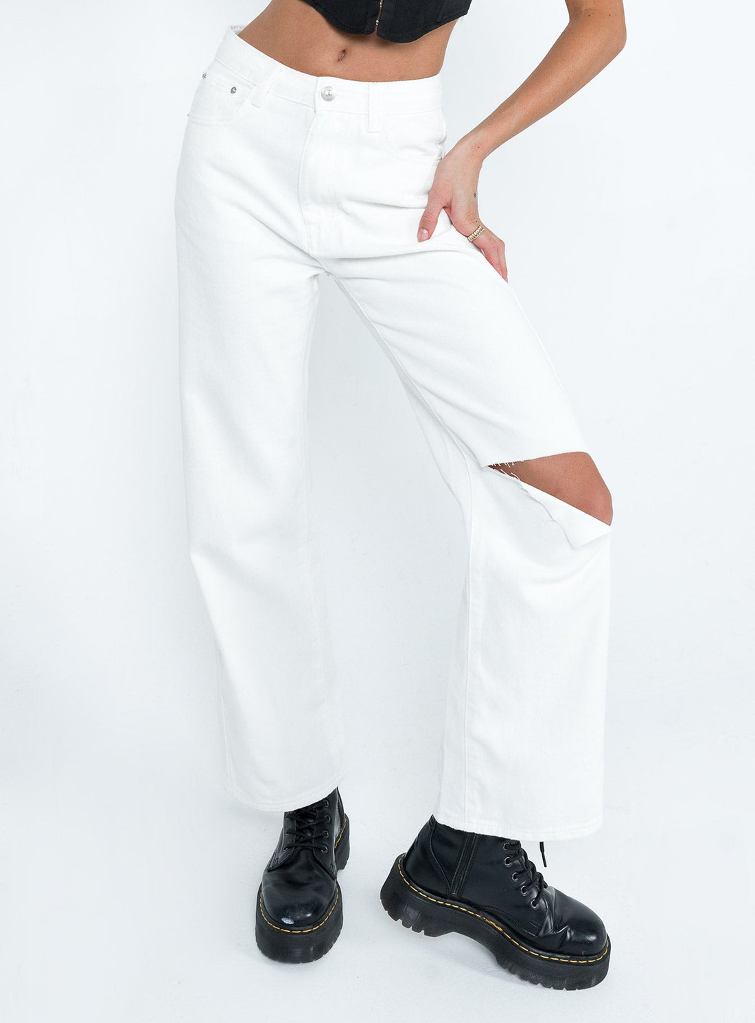 Sevina Wide Leg Denim Jeans White