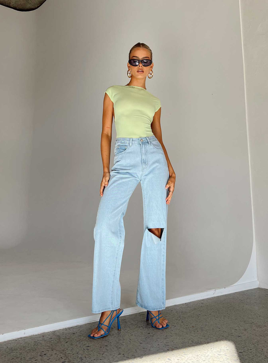 Sevina Wide Leg Denim Jeans Light Wash