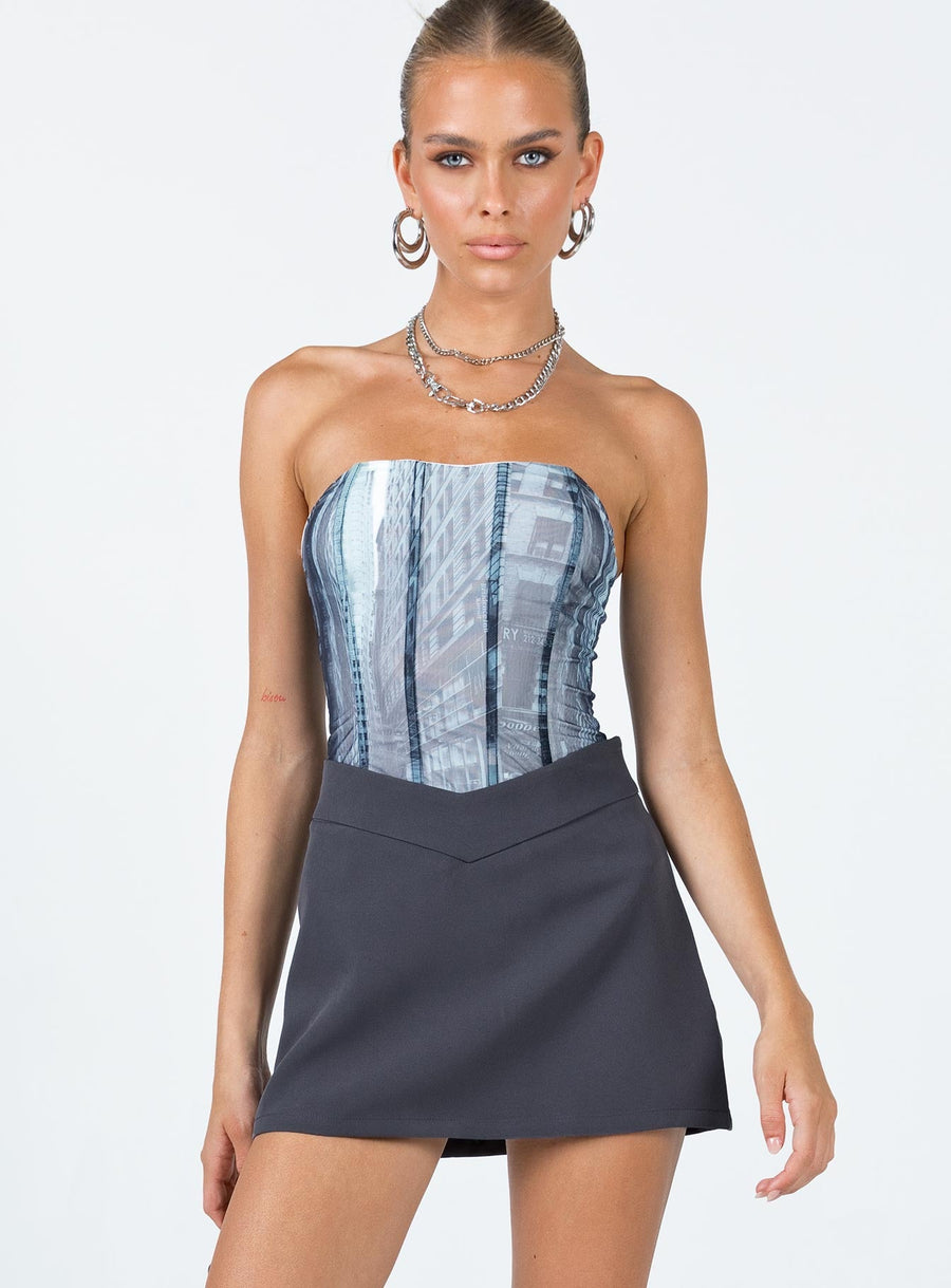 Easton V Front Mini Skirt Slate