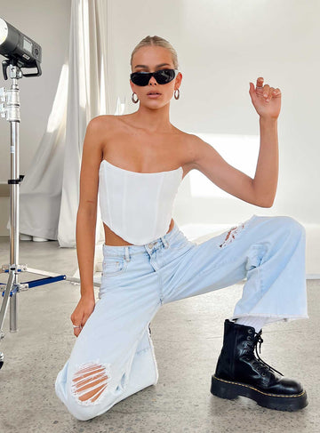 Tarshy Mid Rise Acid Straight Leg Jean Denim