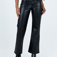 Torridon Eyelet Belt Faux Leather Pants Black