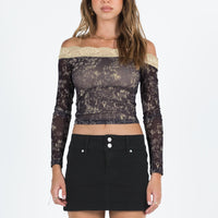 Faya Low Rise Denim Mini Skirt Black
