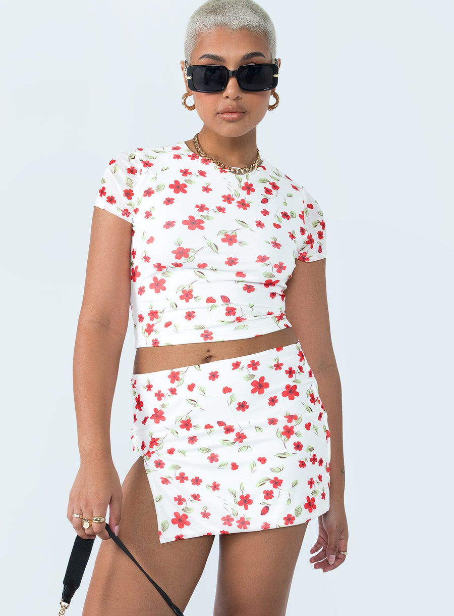 Bold Move Mini Skirt White Floral