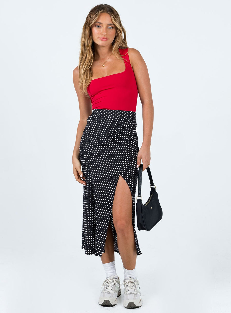 Mabel Midi Skirt Black Polka Dot