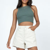 Elena Denim Shorts Cream