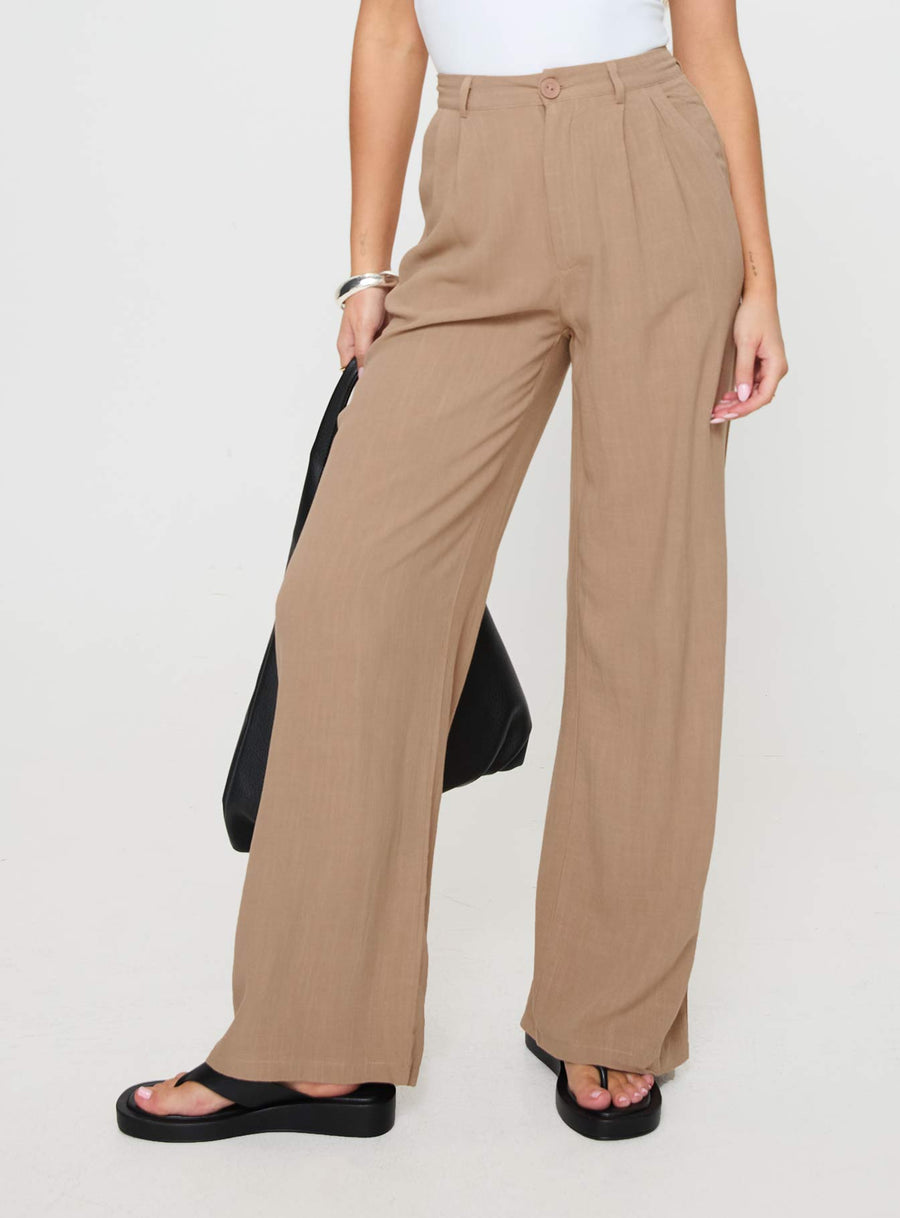 Brenda Linen Blend Pants Beige