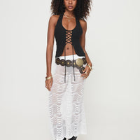 Kastio Crochet Midi Skirt White