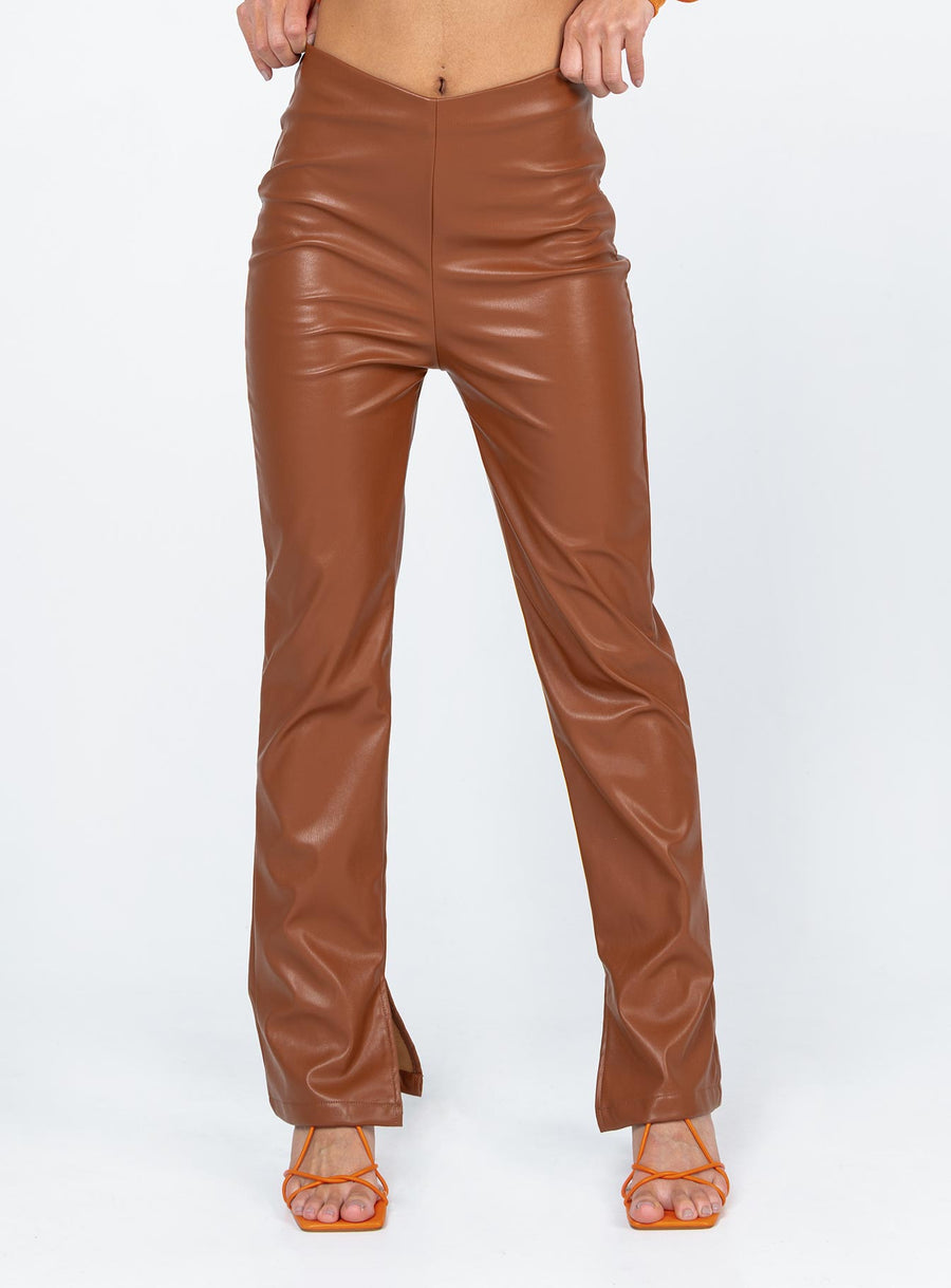 Perama PU Pants Brown