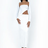 Echo Low Waist Knitted Maxi Skirt White