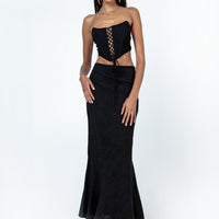 Raven Mid Rise Skirt Black