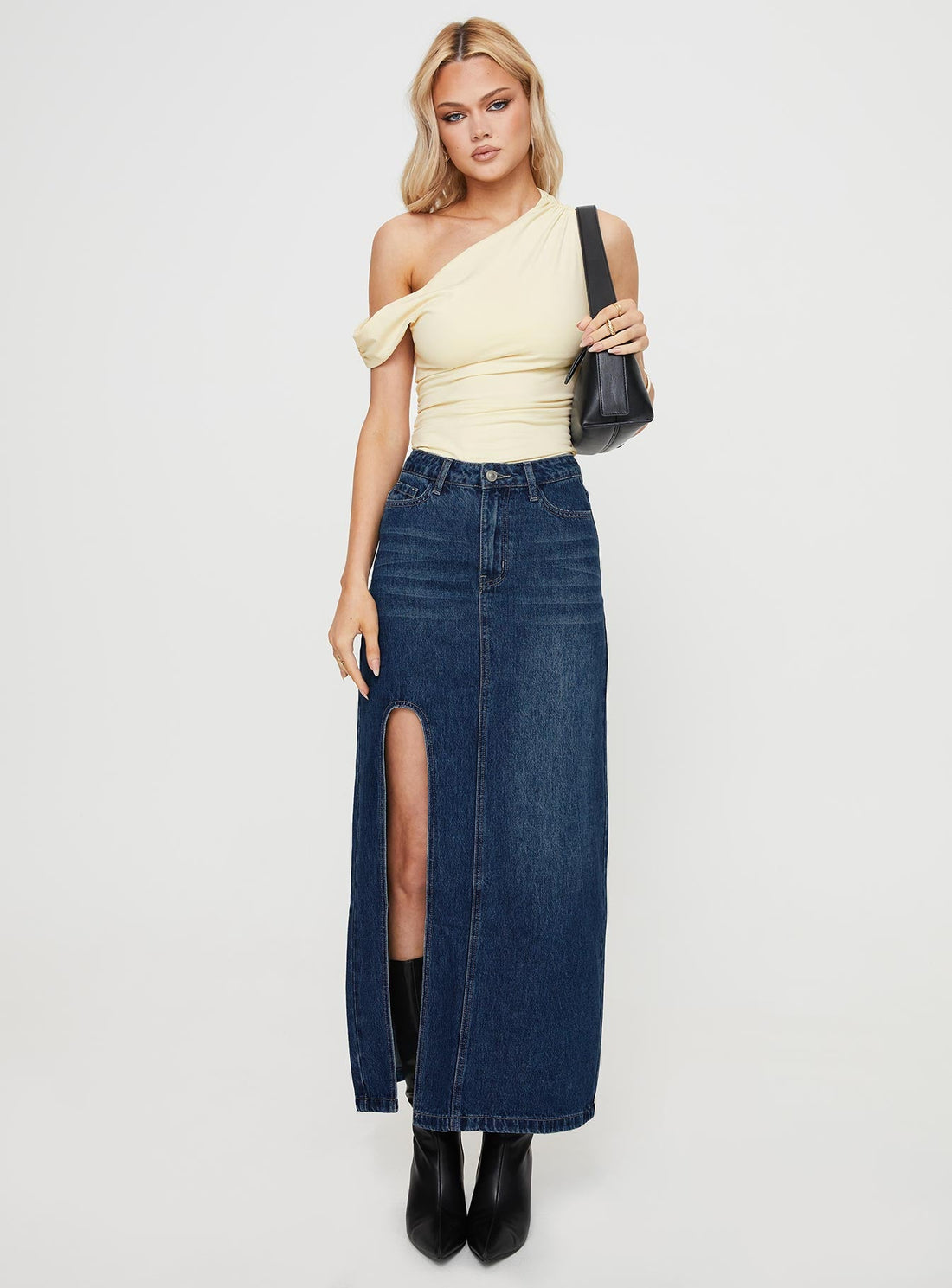 Saige Denim Maxi Skirt Mid Wash