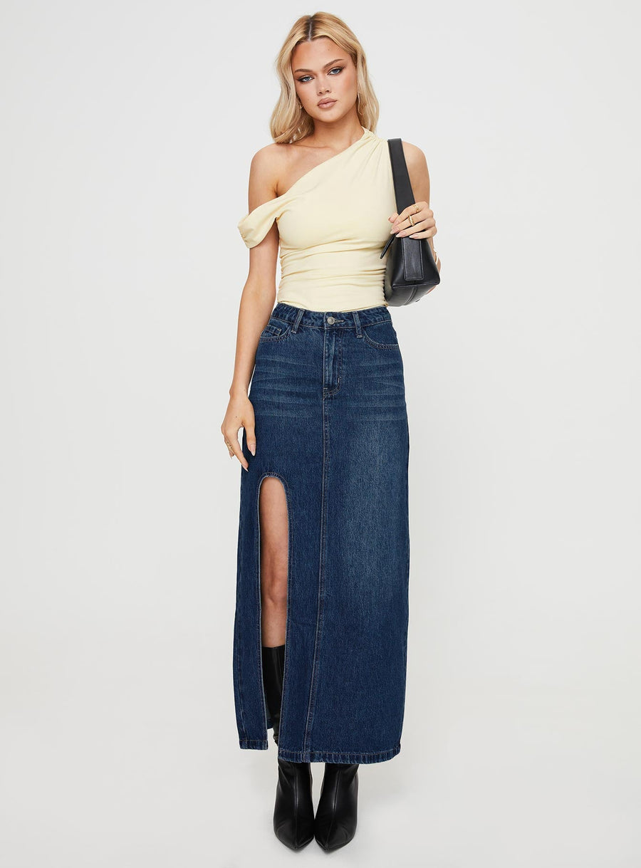 Saige Denim Maxi Skirt Mid Wash