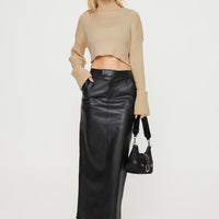 Giacini Faux Leather Maxi Skirt Black