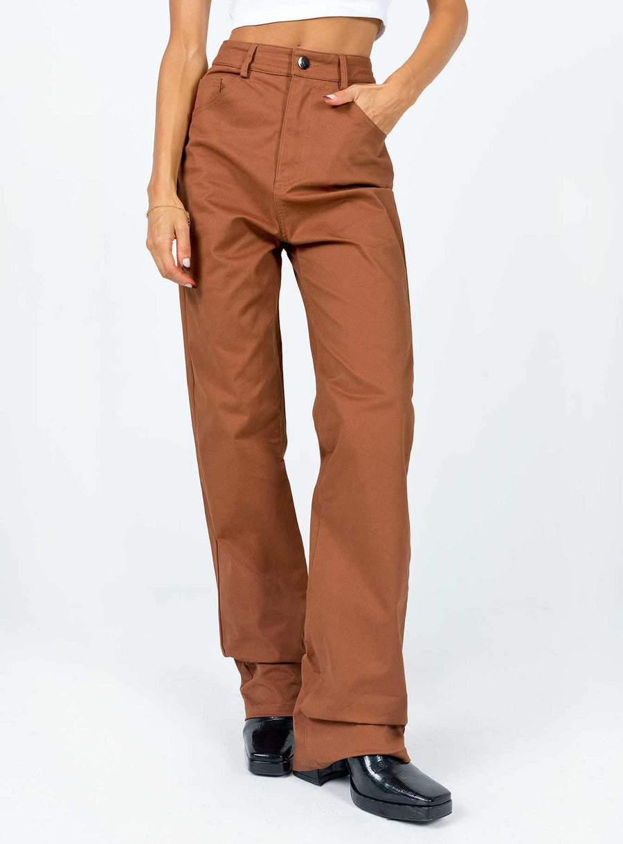 Carissa Wide Leg Denim Jeans Brown
