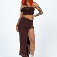 Paisley Midi Skirt Brown