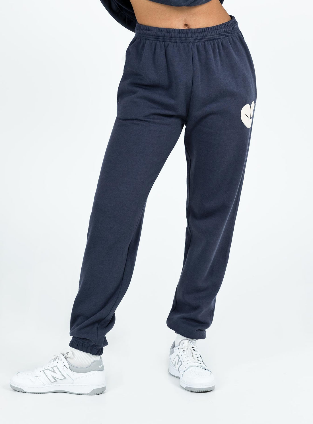 Princess Polly Track Pants Bubble Text Slate / Eggshell