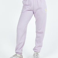 Princess Polly Track Pants Squiggle Text Dusty Mauve / Eggshell