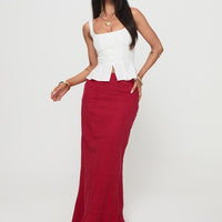 Raven Mid Rise Maxi Skirt Red