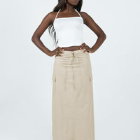 Giddings Cargo Maxi Skirt Beige