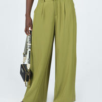 Plazzo Wide Leg Pants Khaki