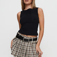 Envision Pleat Mini Skirt Brown Multi