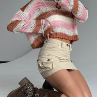 Lydie Cargo Mini Skirt Beige Petite