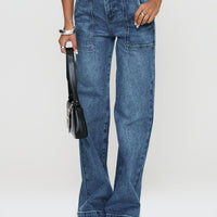 Carsen Wide Leg Jeans Washed Blue