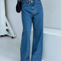 Eugarie Wide Leg Jeans Mid Wash Denim