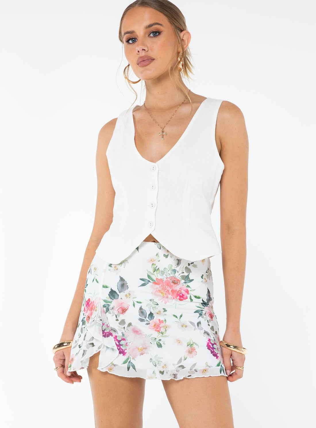 Fallen Roses Mini Skirt Multi