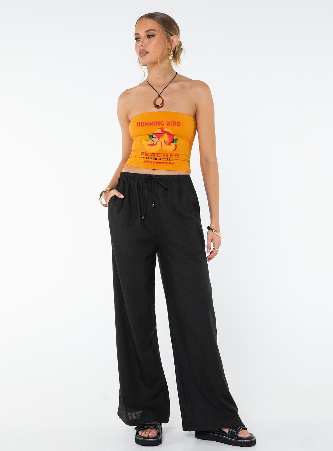 Ogilvie Linen Blend Pants Black