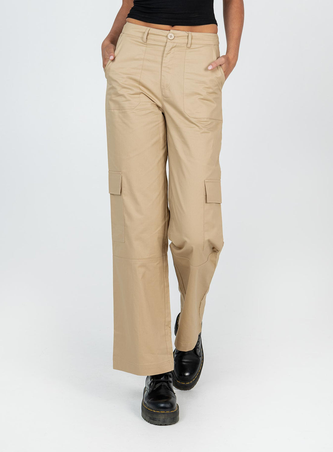 Luna Mid Rise Cargo Pants Beige Tall