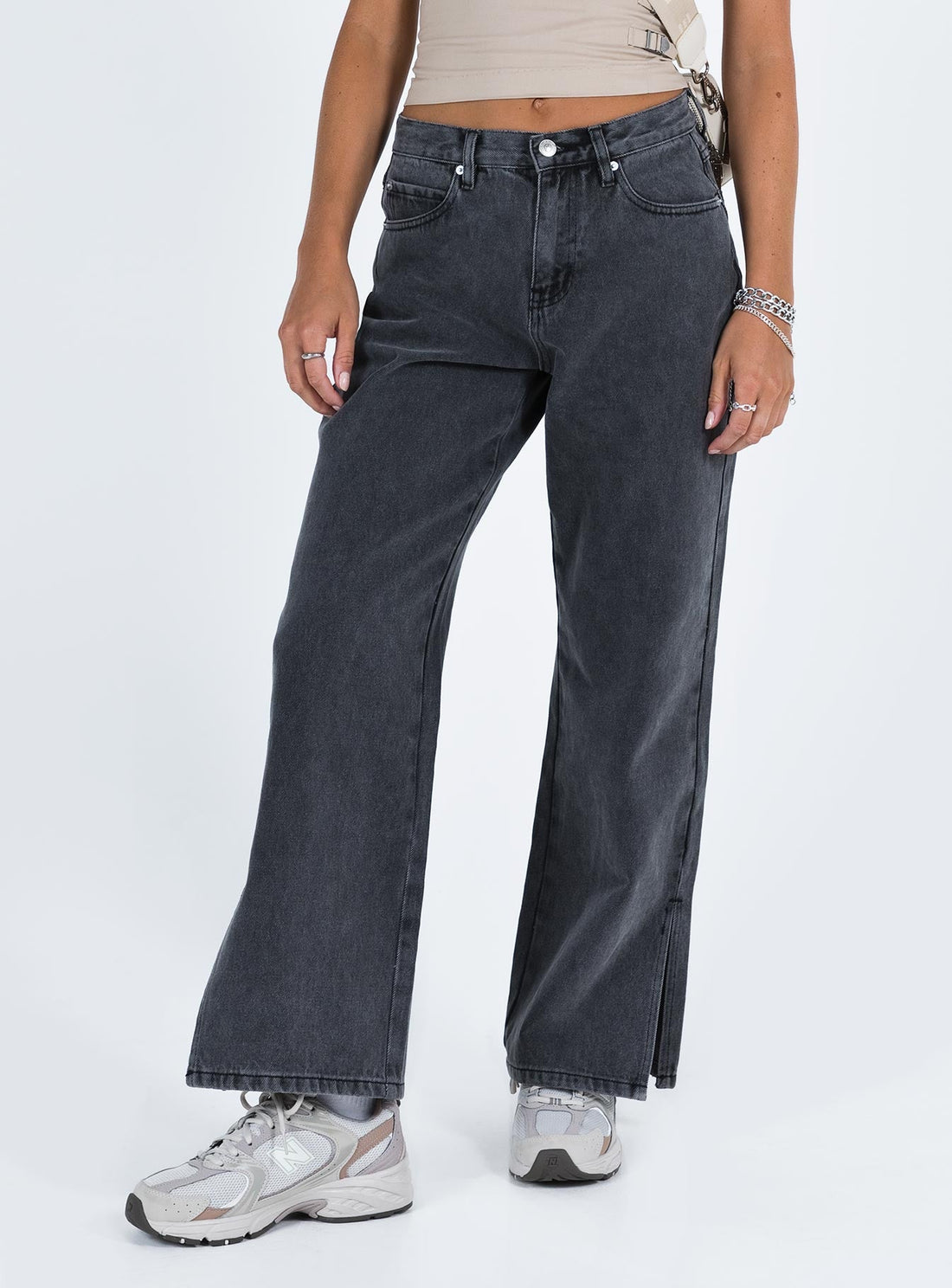 Riri Wide Leg Jeans Washed Black