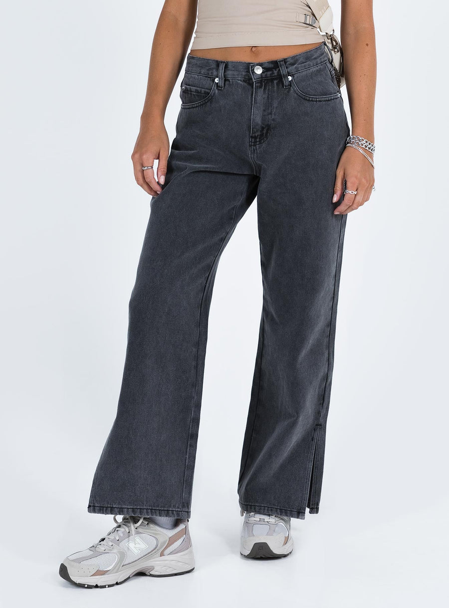 Riri Wide Leg Jeans Washed Black