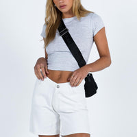 Ragina Longline Denim Shorts White