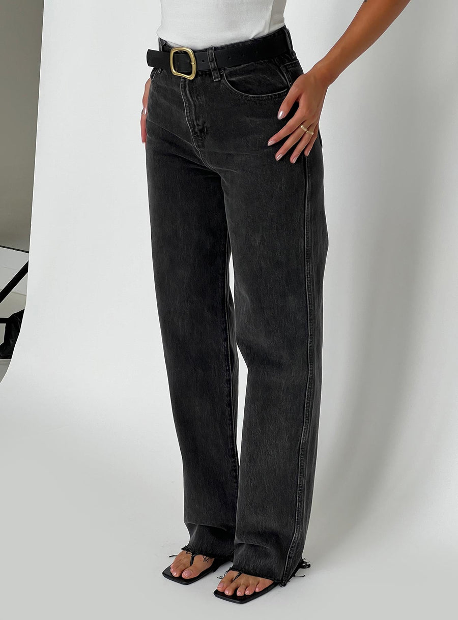 Karlina High Rise Straight Leg Jeans Charcoal