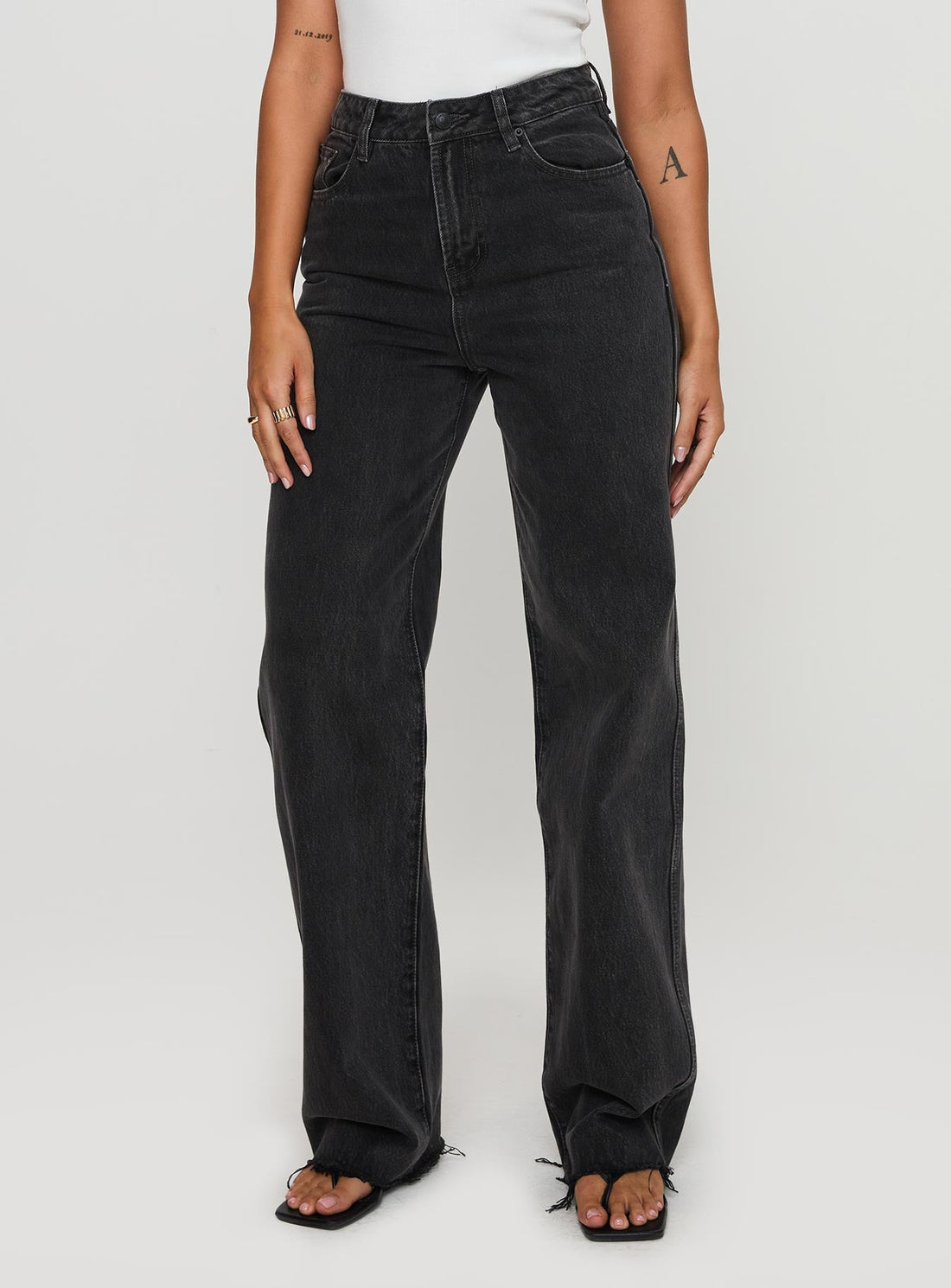 Karlina High Rise Straight Leg Jeans Charcoal