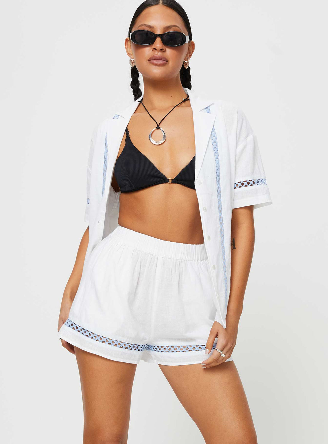 Sun Time Shorts White / Blue